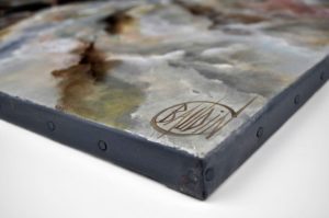 Signature de la toile abstraite Birth par Christophe Baudin