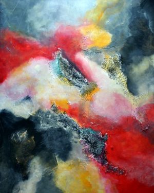 Tableau abstrait technique mixte