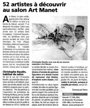Article de presse sur l'artiste peintre Christophe Baudin