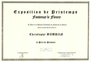 Prix de peinture remporté par l'artiste peintre contemporain Christophe Baudin