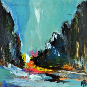 Tableau paysage semi-abstrait 20x20