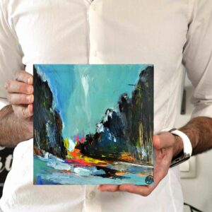 Tableau paysage semi-abstrait 20x20