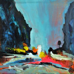 Tableau paysage semi-abstrait 20x20