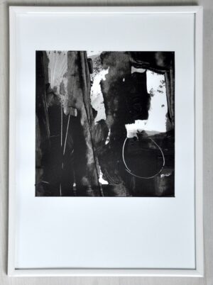 Tableau abstrait contemporain noir et blanc format A4 encadré