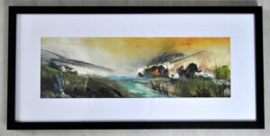 Tableau paysage abstrait encadré