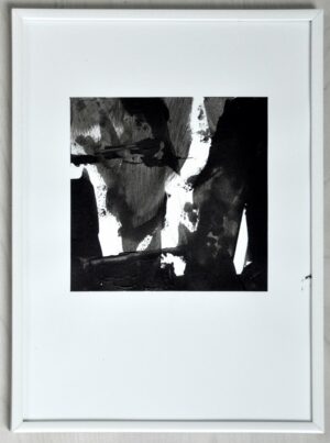Tableau abstrait contemporain noir et blanc format A4 encadré