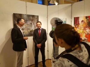 Tableau abstrait de Christophe Baudin exposé au Cercle des Gobelins à Paris