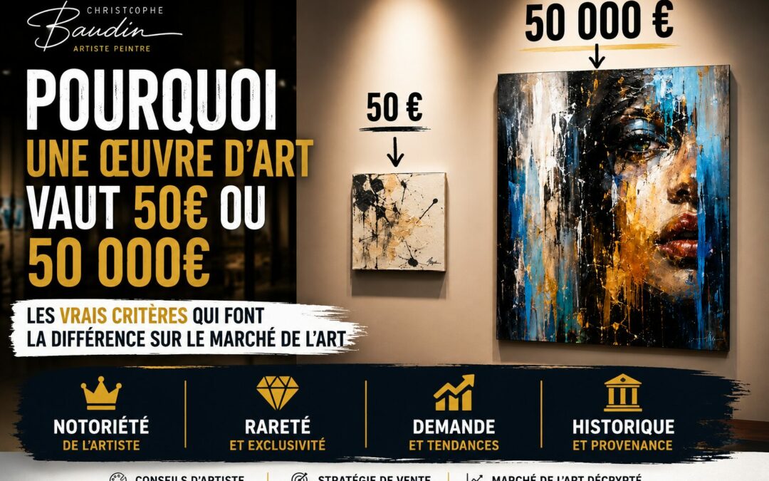 Pourquoi une œuvre d'art vaut 50 € ou 50 000 €, illustration de Christophe Baudin, artiste peintre dans les Yvelines.